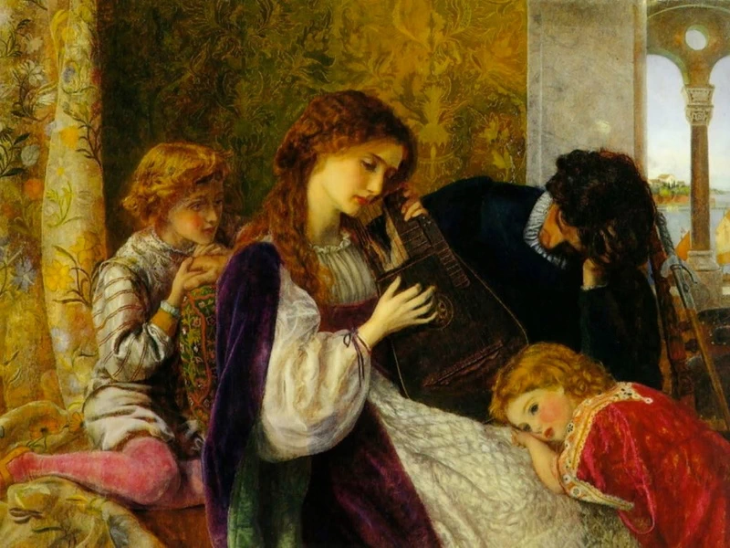 1832-Arthur Hughes - Una festa musicale. 1864